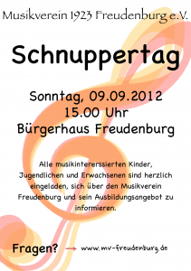 Plakat Schnuppertag MV Freudenburg 2012